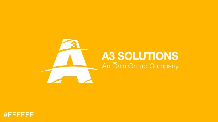 A3 Solutions primary logo on dark background